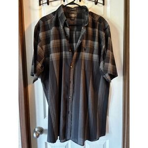 Knights Sportswear Mens 1XLT Tall Black Plaid Short Sleeve Button Down Shirt